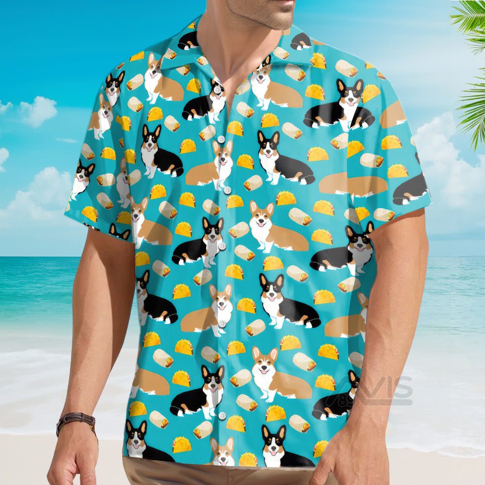 Colorful Corgi & Foods - Hawaiian Shirt