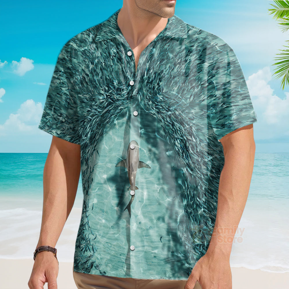 Shark Painting Pattern Men's Short Sleeve Top Hawaiian Shirt