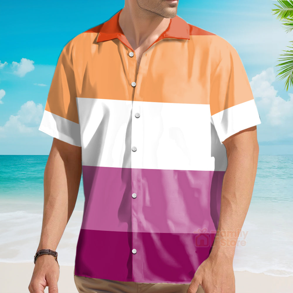 Lesbian Pride Flag Lgbtq Hawaiian Vintage Shirt Mens Button Down Plus Size