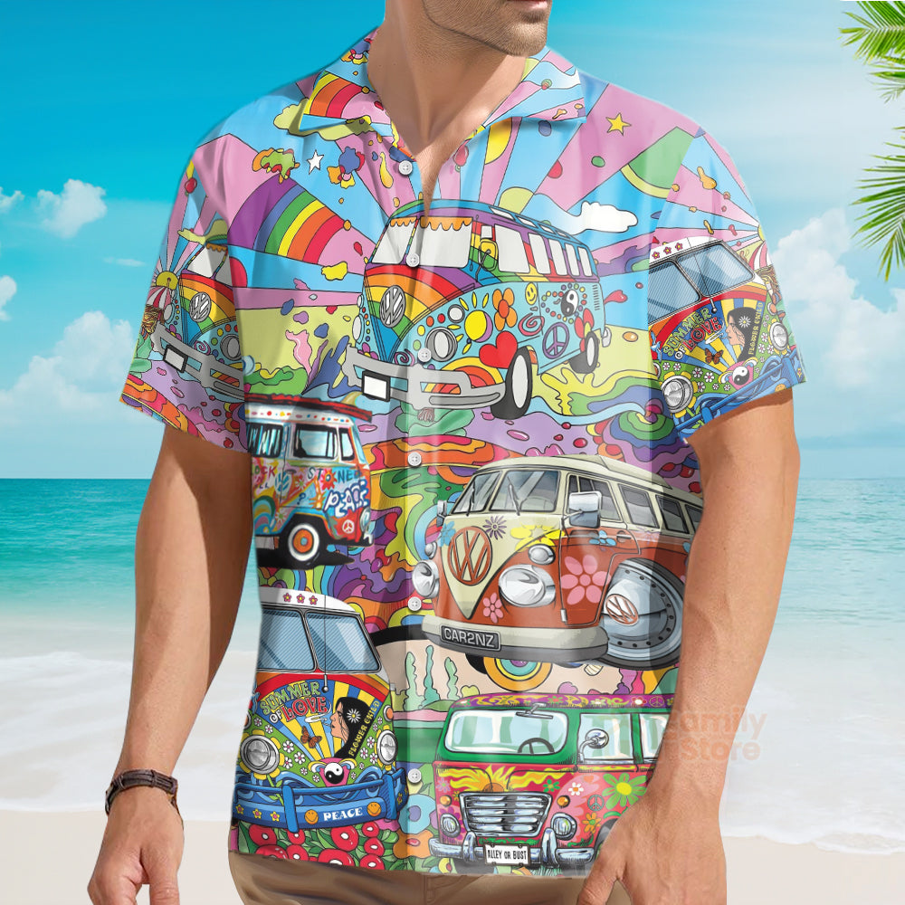 Hippie Van Colorful Art Peace Hawaiian Shirt
