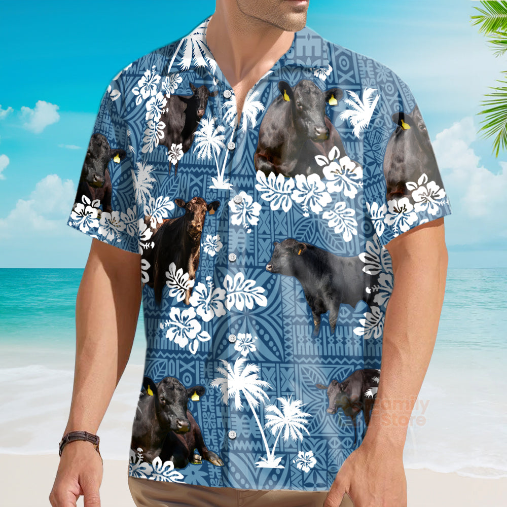 Unique Black Blue Angus Hawaiian Shirts