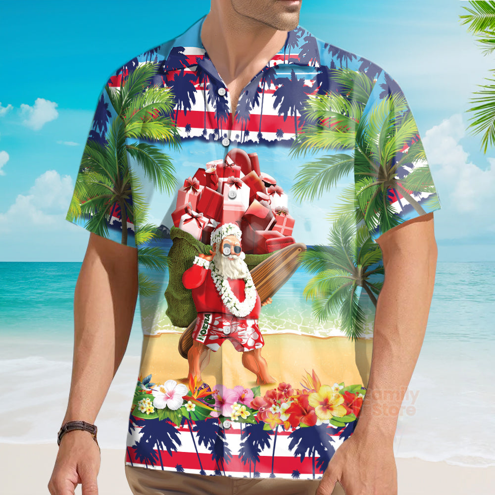 Christmas In July Santa Claus Spent Down At The Beach Hawaiian Shirt