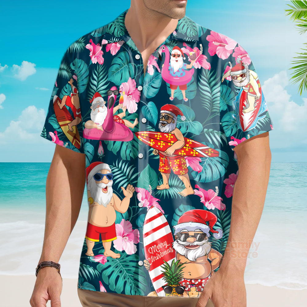 Christmas In July Funny Santa Claus Tropical Style Hawaiian Shirt