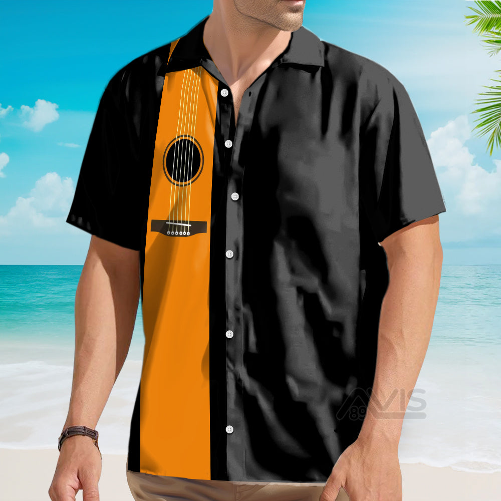 Orange Guitar Black Theme - Hawaiian Shirt