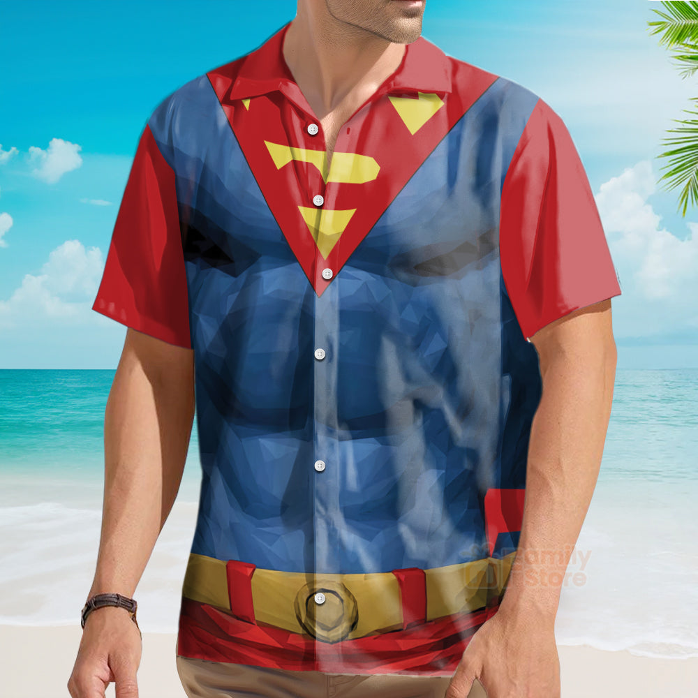 Superman Dress Up Short Sleeve Aloha Hawaiian Shirt