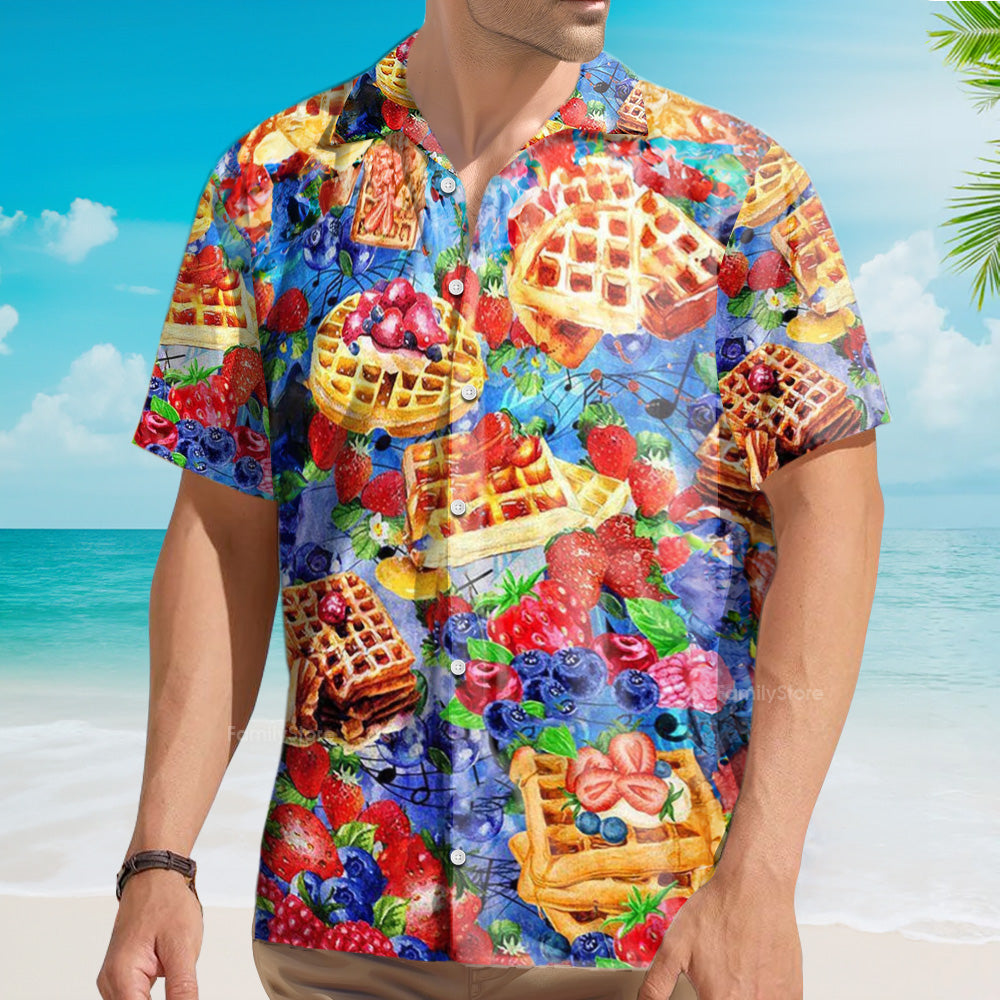 Food Pancake With Strawbery And BlueBery Delicious Hawaiian Shirt
