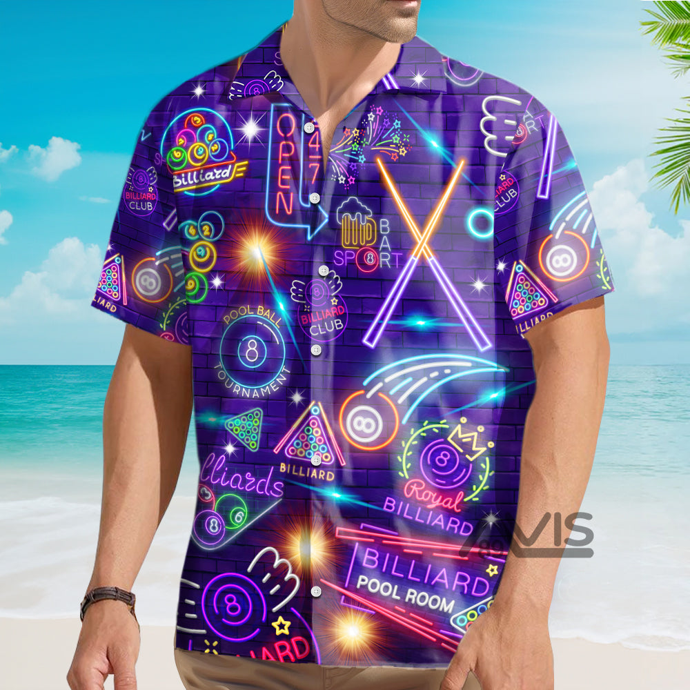 Billiards Pool Room Neon - Hawaiian Shirt