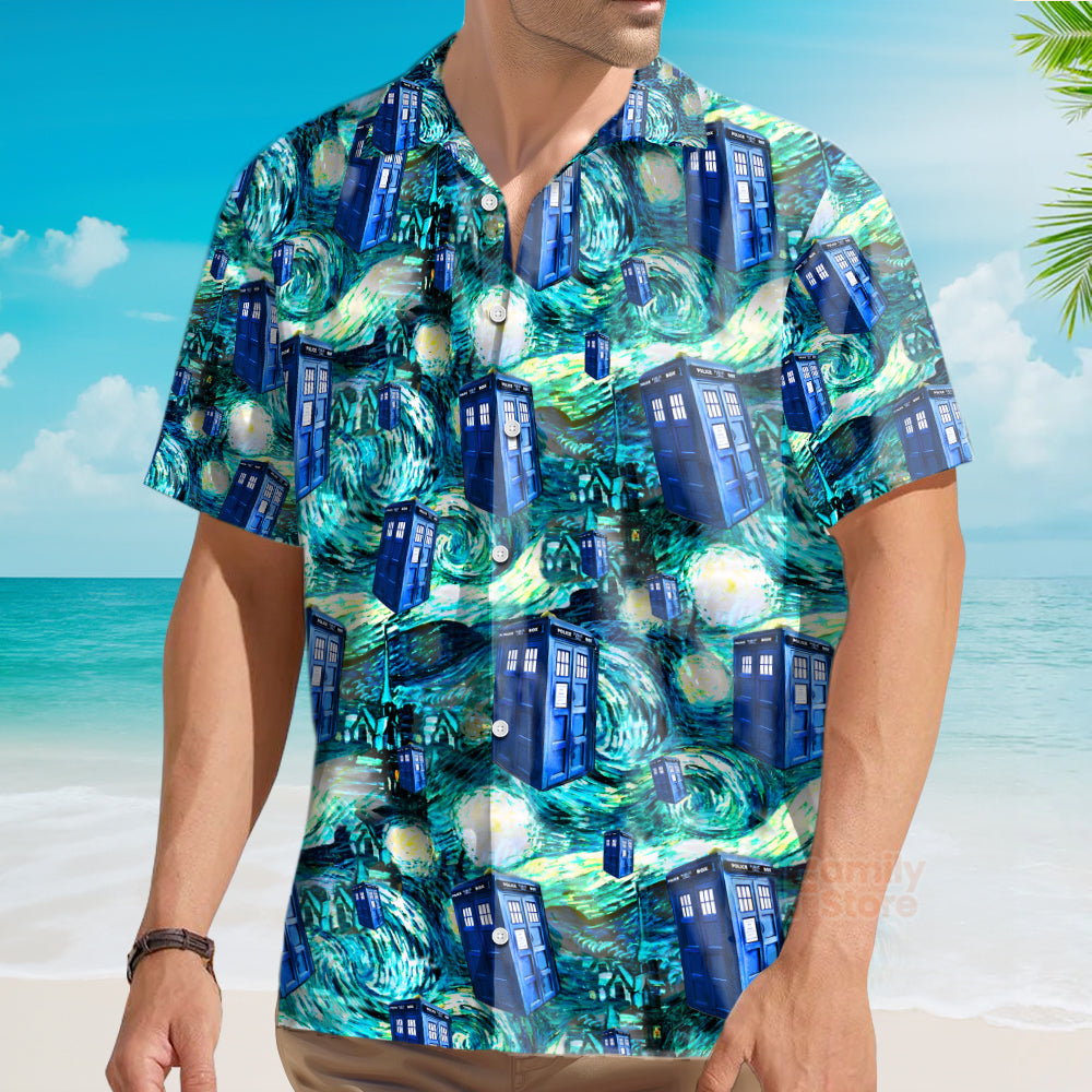 Tardis Starry Night Doctor Who Hawaiian Shirt