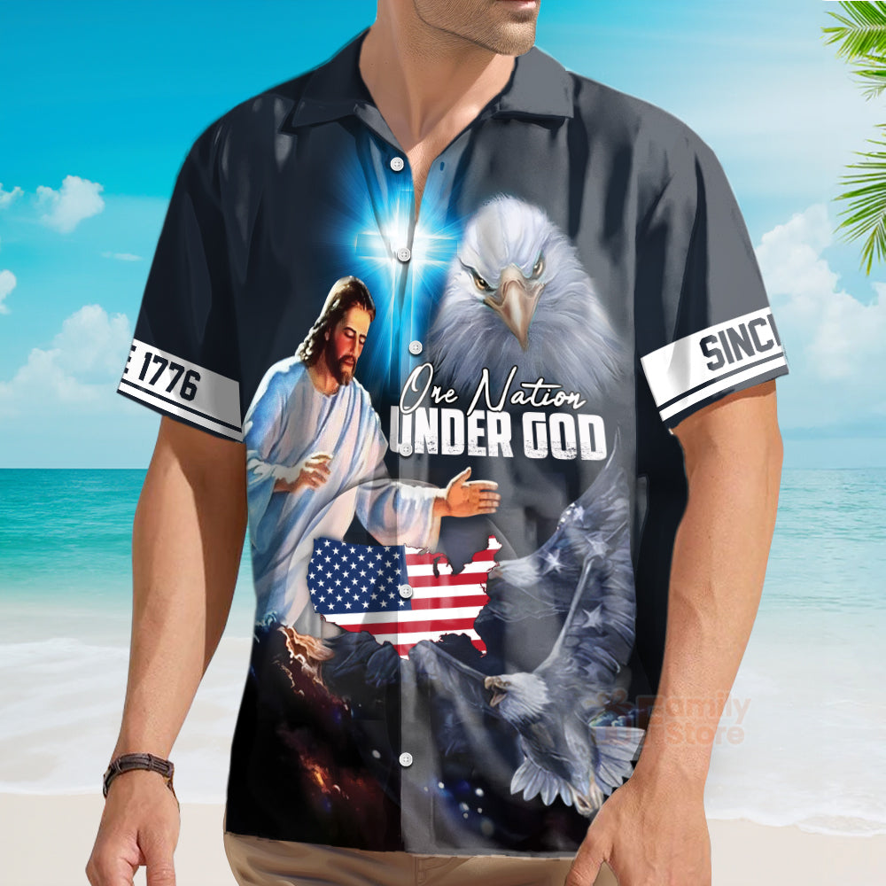 Christian Jesus One Nation Under God Since 1776 Hawaiian Shirt - KLZ1072284Lb
