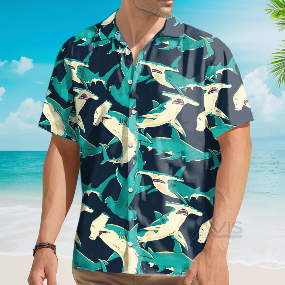 Hammerhead Shark Pattern - For Men And Women - Hawaiian Shirt