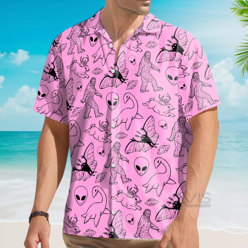 Bigfoot Alien Pink - For Men And Women - Hawaiian Shirt