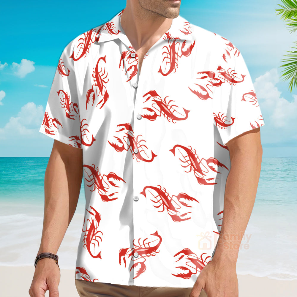 Lobster Print Hawaiian Shirt - Funny Seafood Lover Beach Shirt for Men & Women