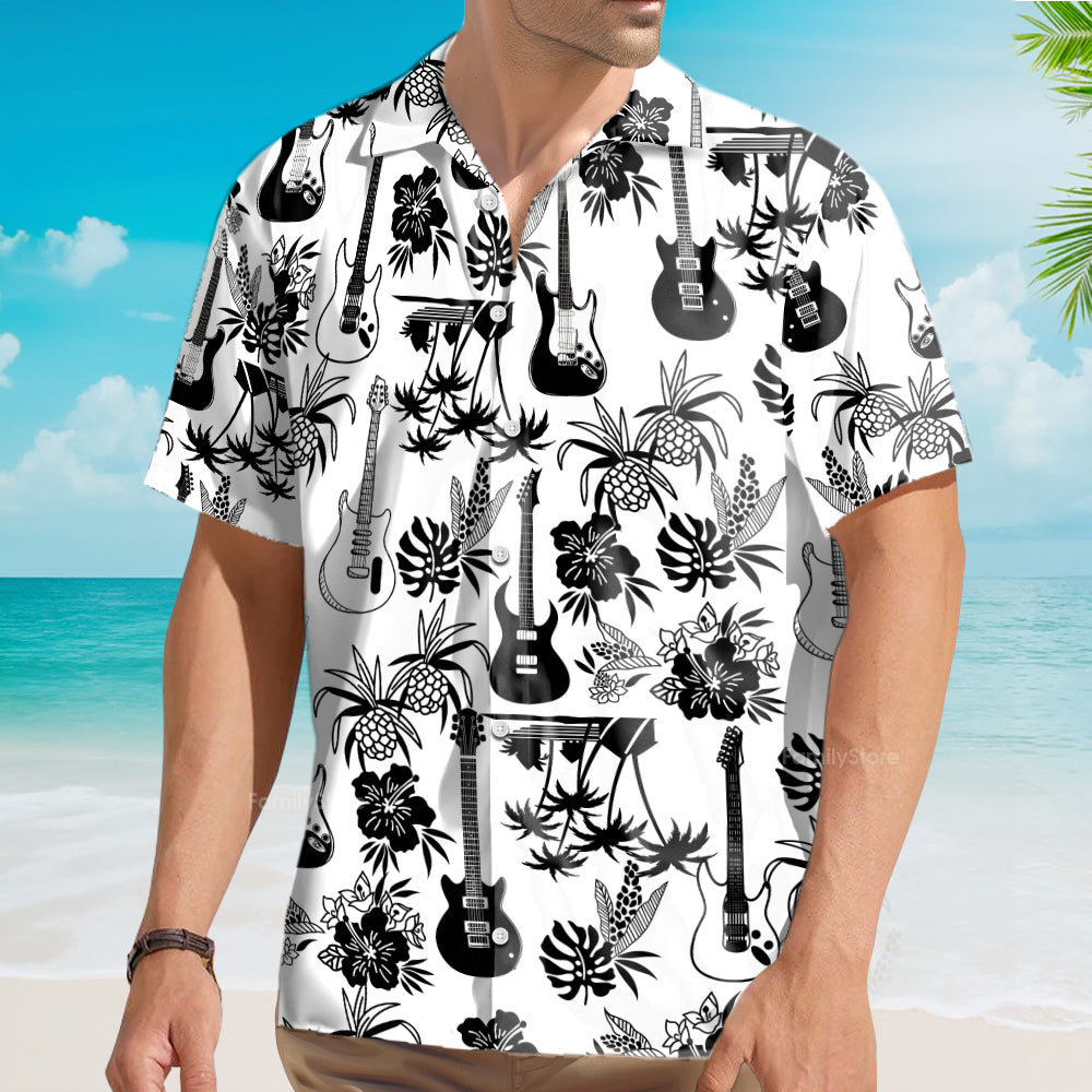 Guitar Music With Electric Guitar Hawaiian Shirt