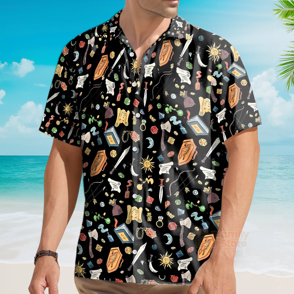 Dice shirt, Dungeons and dragons, DnD Button Up, DM gift