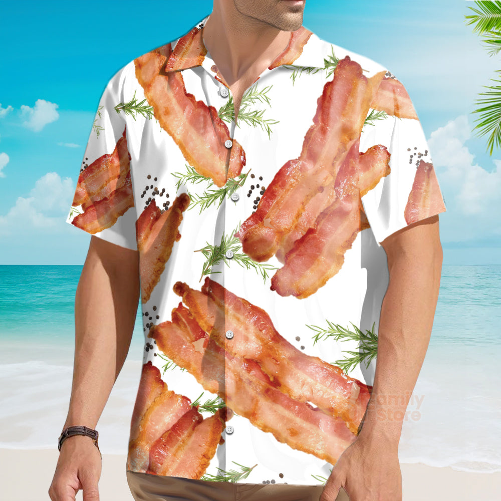 Funny Style Food Bacon - Food Lover’s Breakfast-Themed Button Up Hawaiian Shirt