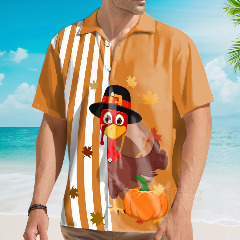 Thanksgiving Turkey Stripe Pattern Hawaiian Shirt