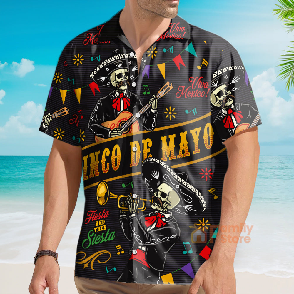 Skull Guitar Cinco De Mayo - Hawaiian Shirt