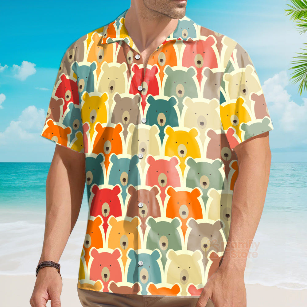 Colorful Little Bear Pattern - Hawaiian Shirt