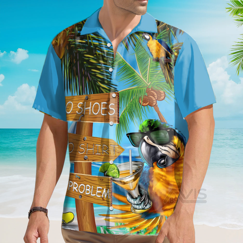 Parrot Cocktail No Shoes No Shirt No Problem - Hawaiian Shirt