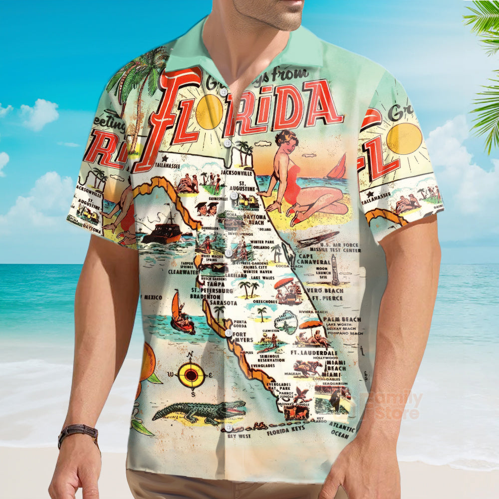 Coastal Vibes A Greeting From Florida - Hawaiian Shirt