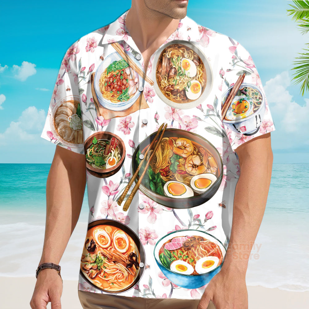 Funny Food Ramen Delicious Floral Style Hawaiian Shirt