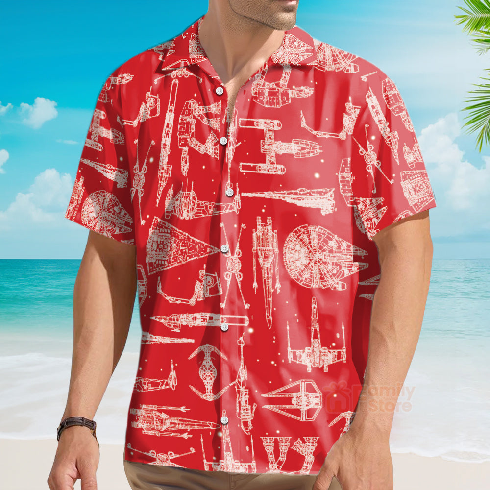 Space Ships Stwa Red - Hawaiian Shirt For Men, Women, Kids