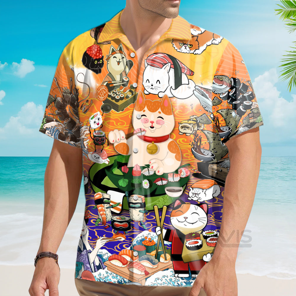 Cat Keep Calm And Eat Sushi - Hawaiian Shirt