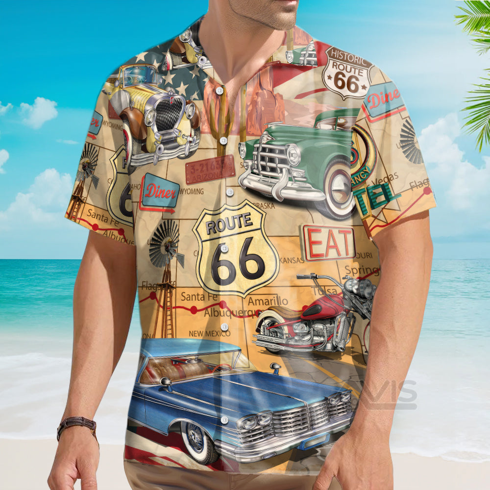 Amazing Vintage Muscle Car On Route 66 Vacation - Hawaiian Shirt