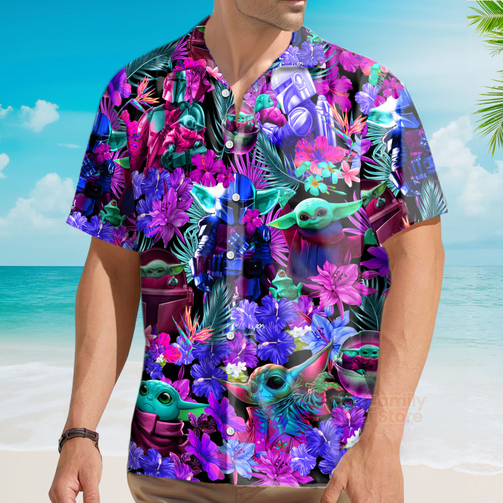 Special Starwars Baby Yoda Synthwave - Hawaiian Shirt
