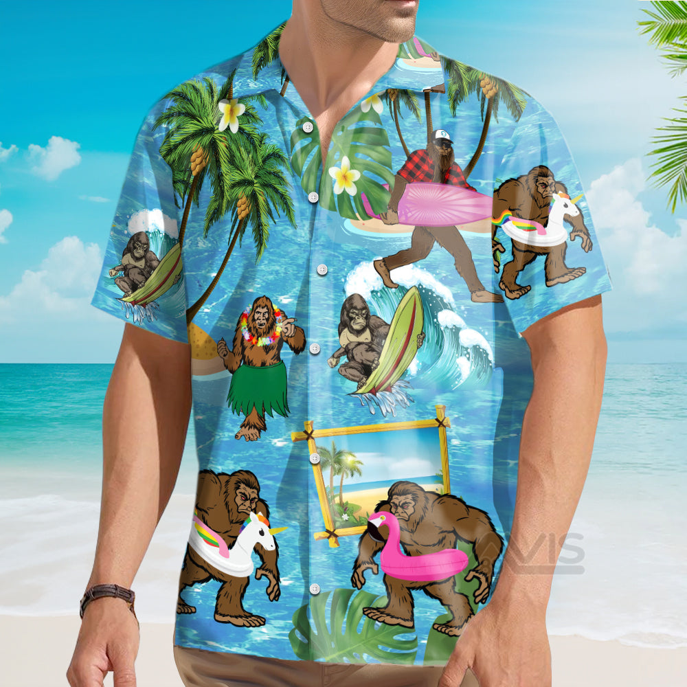 Tropical Aloha Wave Surfing Beach Bigfoot - Gift For Men And Women  - Hawaiian Shirt