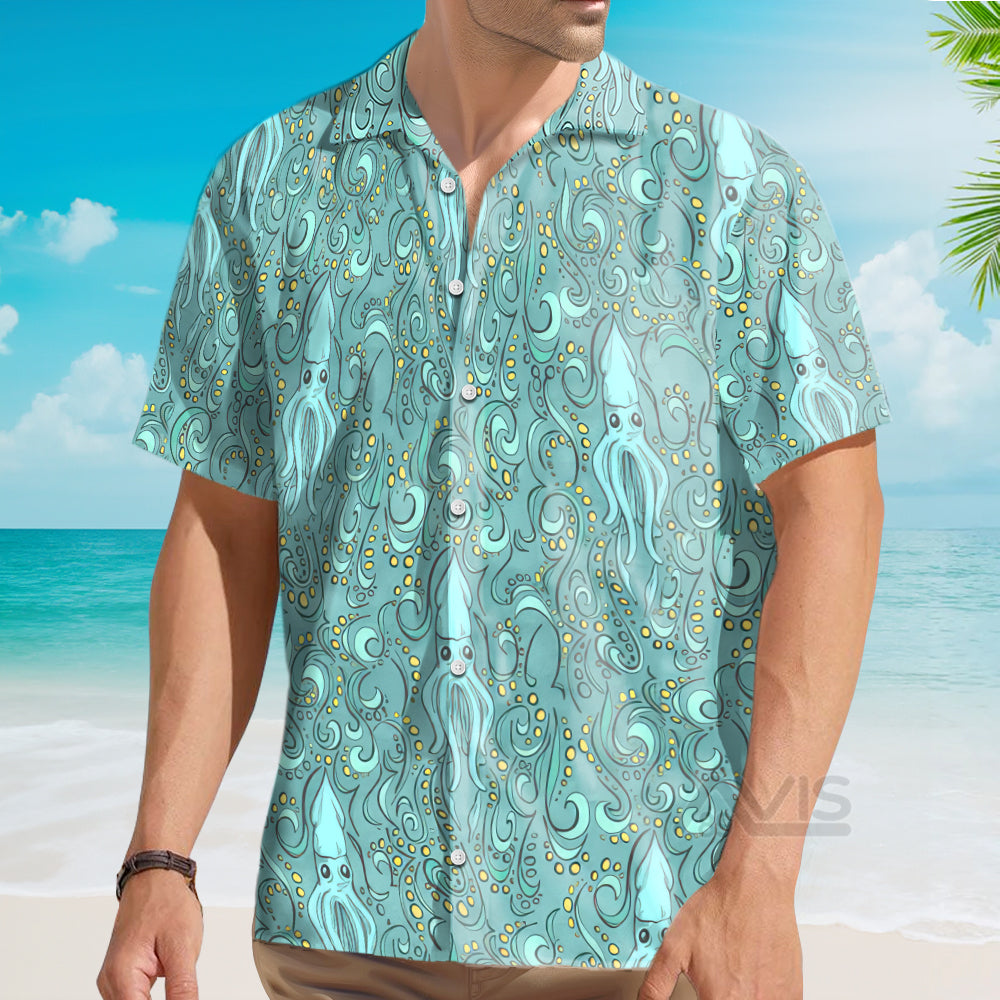 Green Octopus In The Deep Sea - Hawaiian Shirt