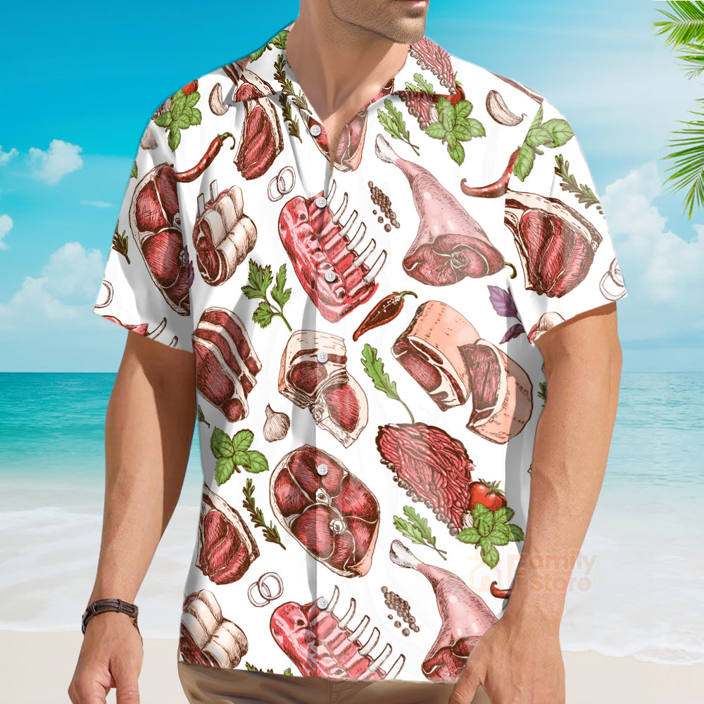 Food Meat Delicious Meal Hawaiian Shirt