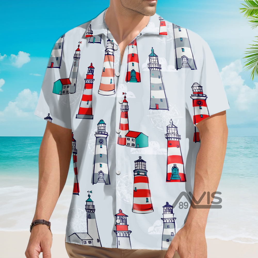 Lighthouse Cartoon Pattern - Hawaiian Shirt