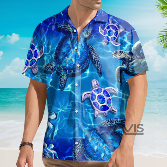 Turtle Go With The Flow In Ocean - Hawaiian Shirt