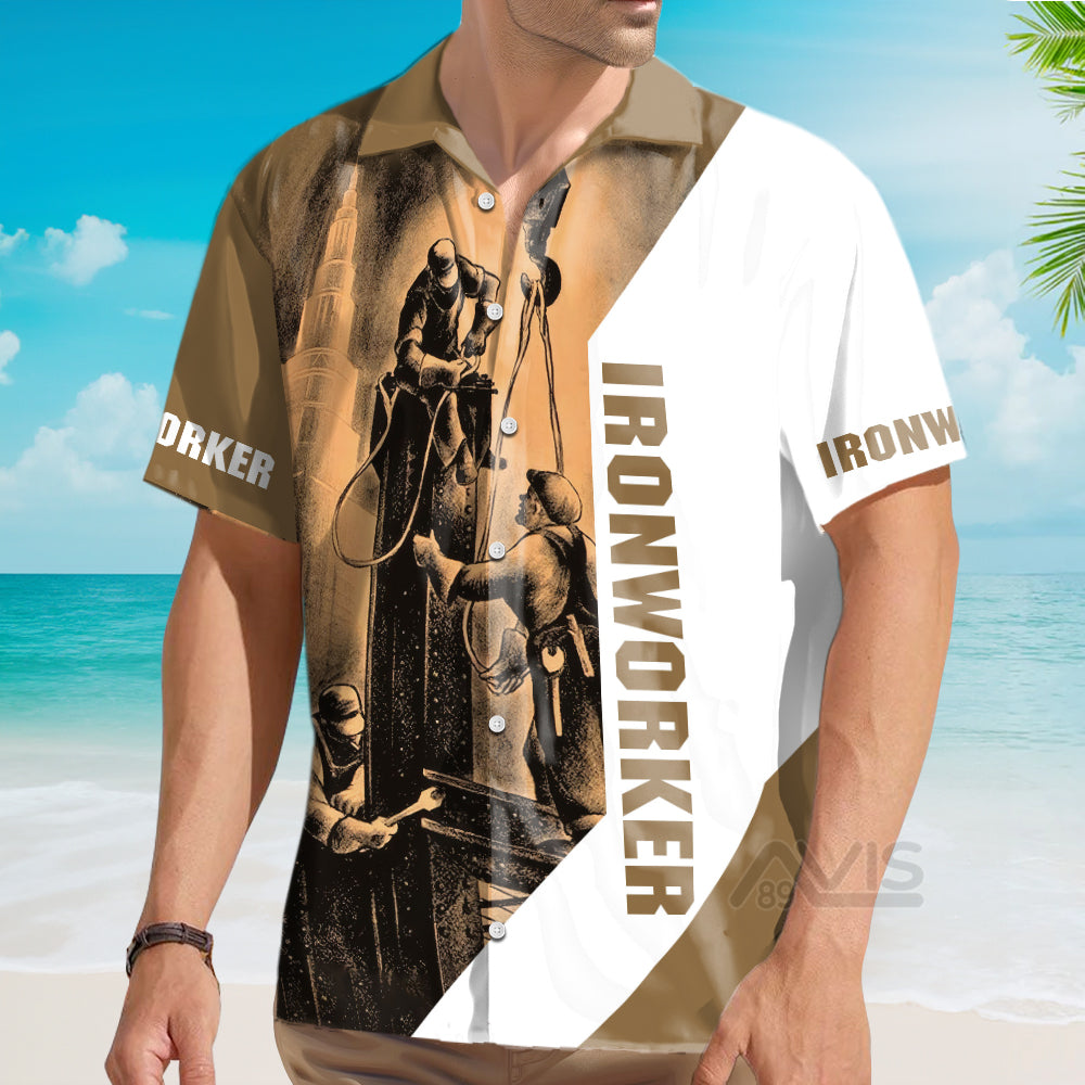 Ironworker Brown White - Hawaiian Shirt
