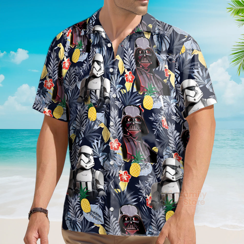 Stwa Darth Vader Storm Trooper Flower Hawaiian Shirt
