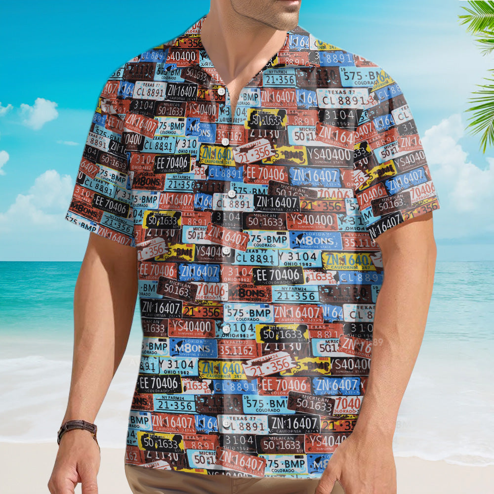 Vintage License Plate Number Aloha - Hawaiian Shirt