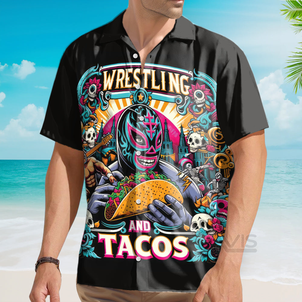Mexican Culture Wrestling And Tacos - Hawaiian Shirt