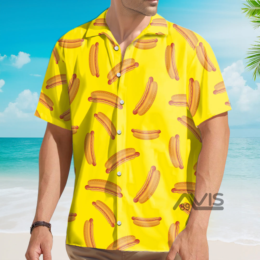 Hot Dog On Yellow - Hawaiian Shirt