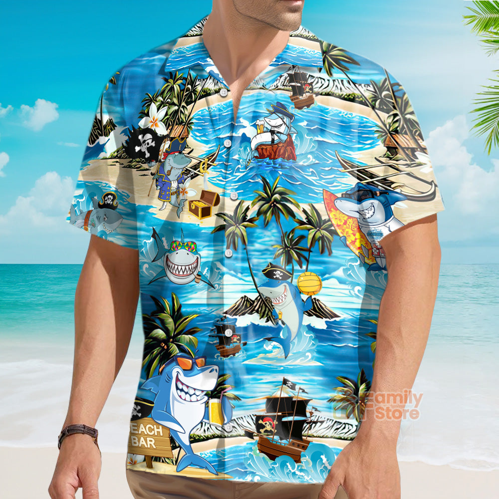 Shark Amazing Pirate Beach Bar Hawaiian Shirt