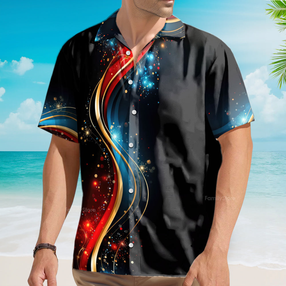 Geometric Gradient Line Short Sleeve - Hawaiian Shirt