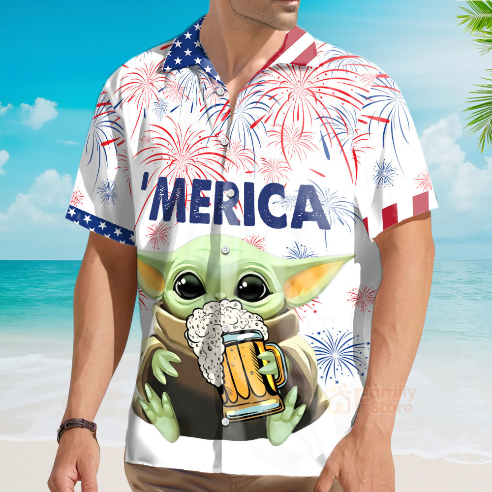 Stwa Baby Yoda With Beer Hawaiian Shirt