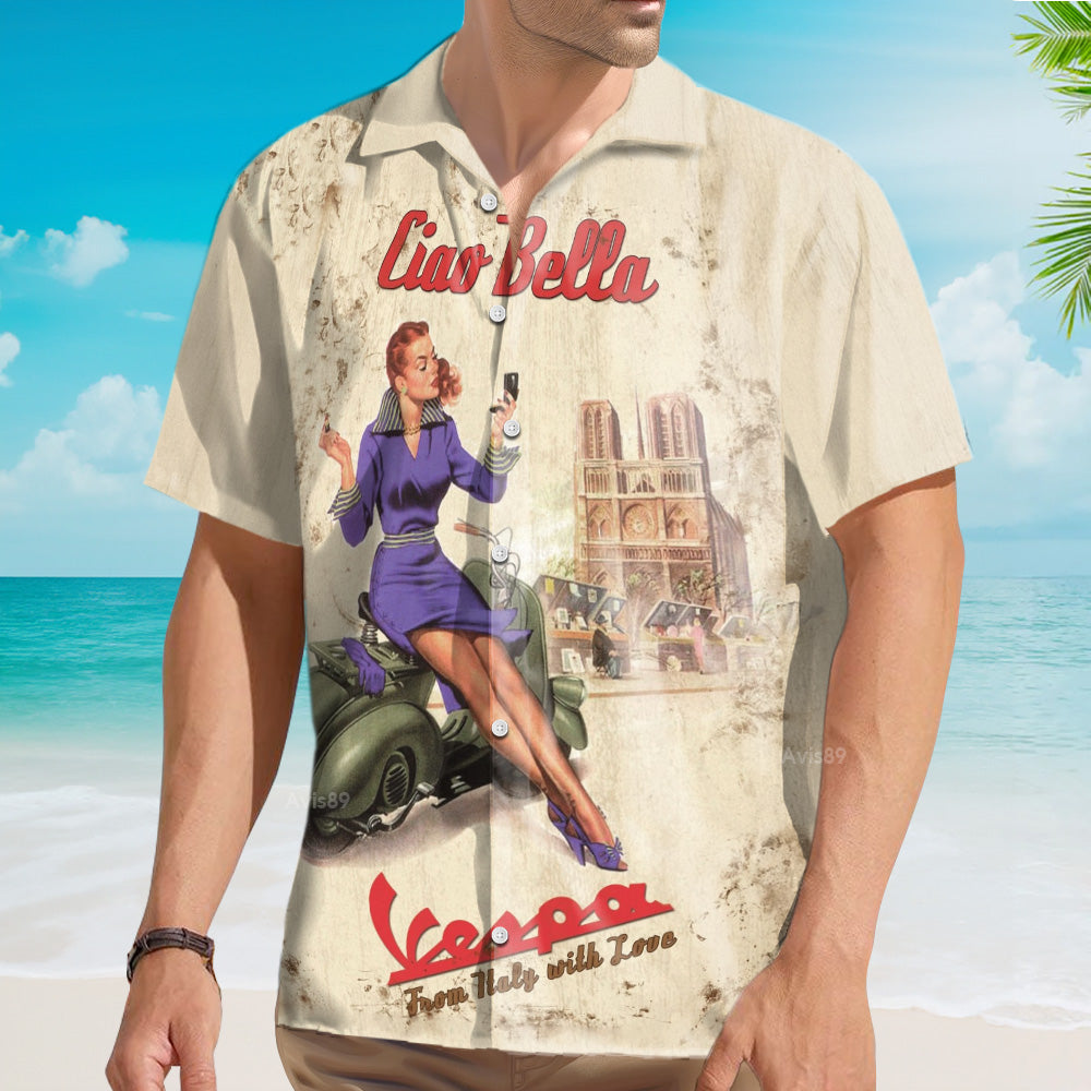 Ciao Bella Vespa Retro Poster Beauty - Hawaiian Shirt