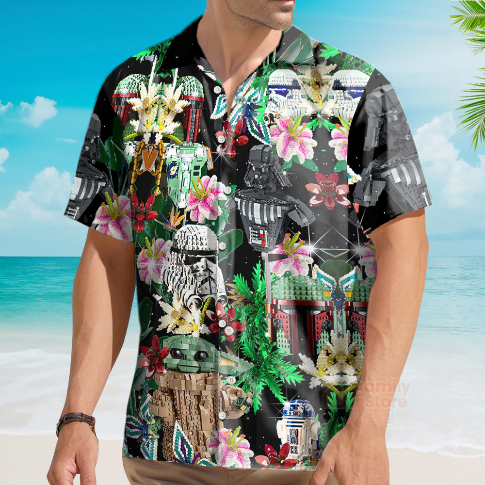 Star wars Lego Baby Yoda, Darth Vader and Stormtroopers Hawaiian Shirt
