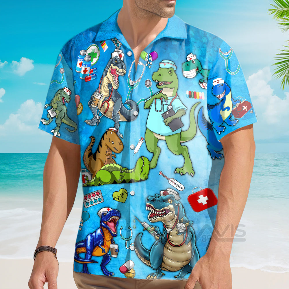 Dinosaur The Nice Nurse Is On Vacation - Hawaiian Shirt