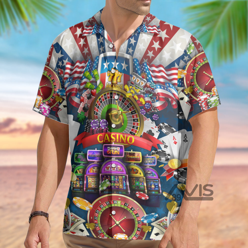 Poker US Flag Casino Lover - Hawaiian Shirt