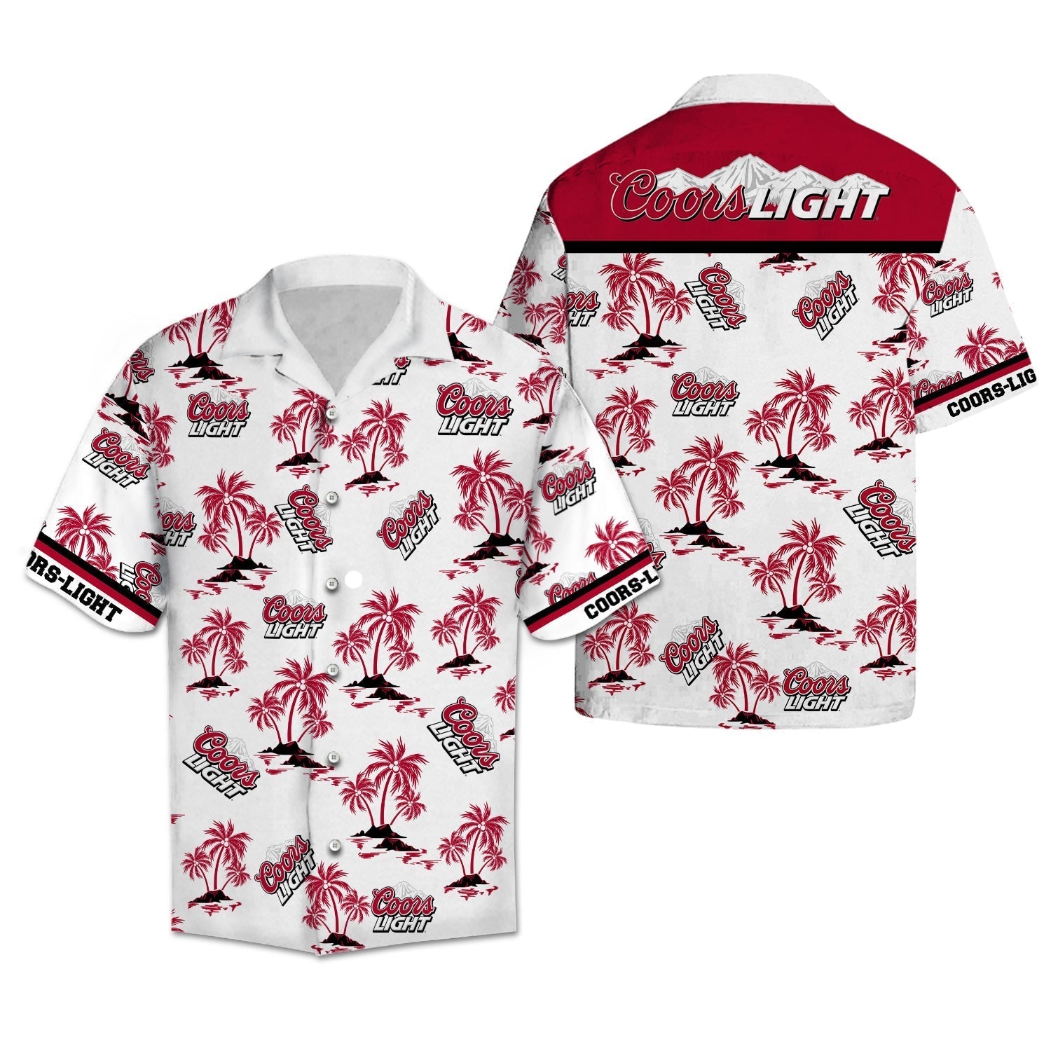  Beer Hawaii Shirt Coors Light Beer Logo Palm Trees Pattern Red Hawaiian Aloha Shirt