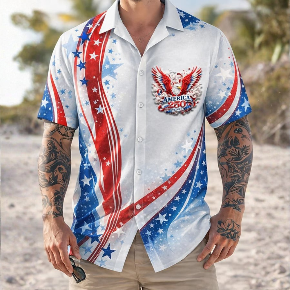 America 250 Year Eagle - Hawaiian Shirt - Gift for Dad, Husband, Grandpa | HN02