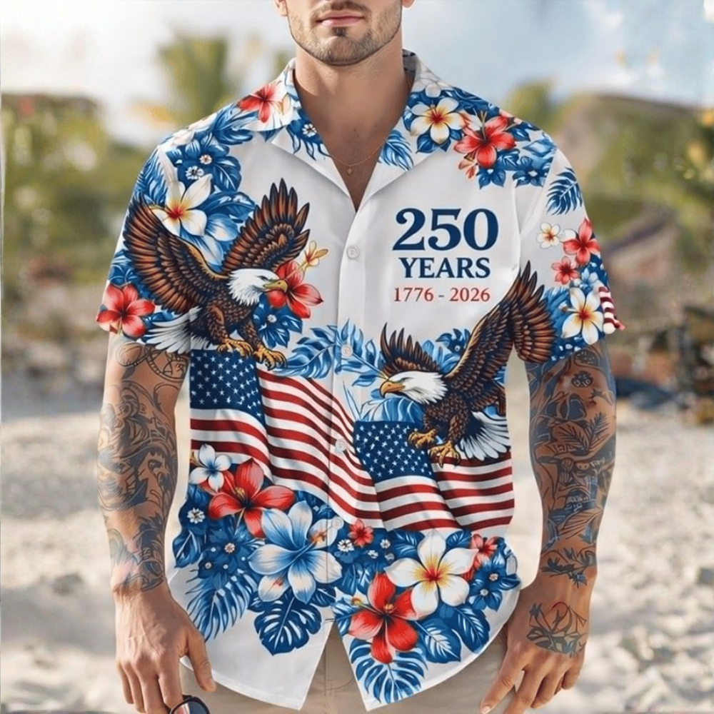 American 250th Anniversary Art - Hawaiian Shirt - Gift for Dad, Husband, Grandpa | HN02
