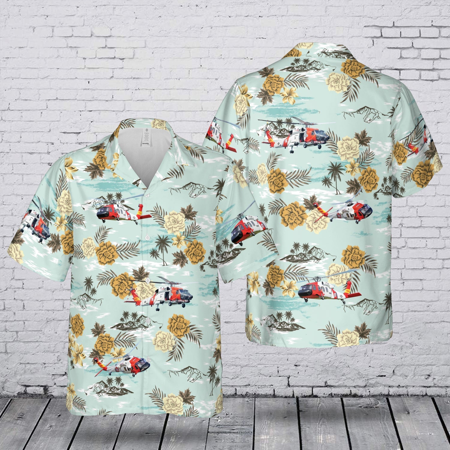 Tropical Island MH-60 Jayhawk (SAR) Hawaiian Shirt